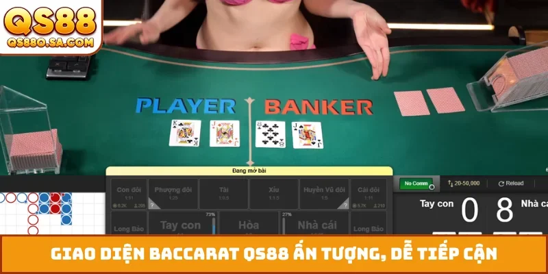 Giao diện baccarat QS88 ấn tượng, dễ tiếp cận
